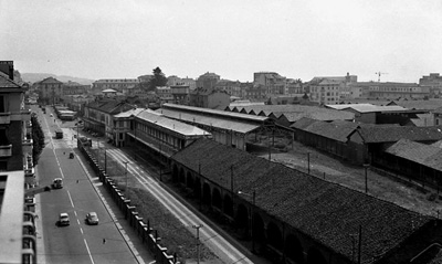 Fotografia in bianco e nero della stazione di Biella