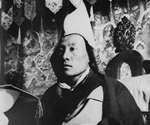 Fotografia in bianco e nero di un tibetano